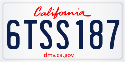 CA license plate 6TSS187