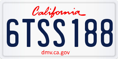 CA license plate 6TSS188
