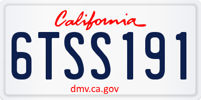 CA license plate 6TSS191