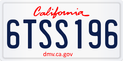 CA license plate 6TSS196