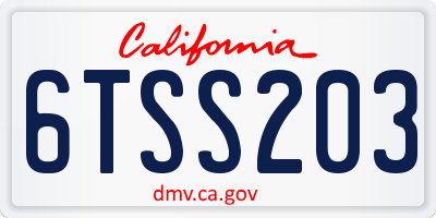 CA license plate 6TSS203