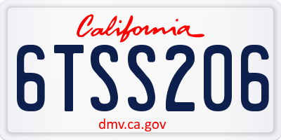 CA license plate 6TSS206