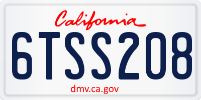 CA license plate 6TSS208
