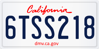 CA license plate 6TSS218