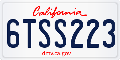CA license plate 6TSS223