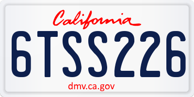 CA license plate 6TSS226