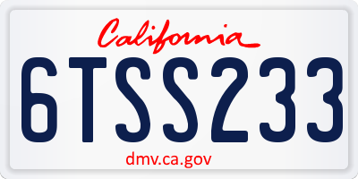 CA license plate 6TSS233