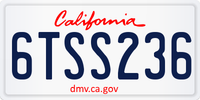 CA license plate 6TSS236