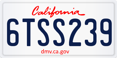 CA license plate 6TSS239