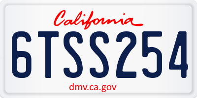 CA license plate 6TSS254
