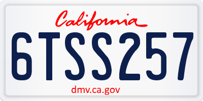 CA license plate 6TSS257