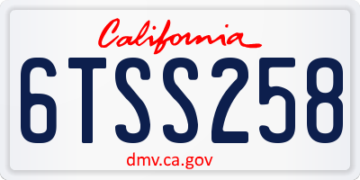 CA license plate 6TSS258