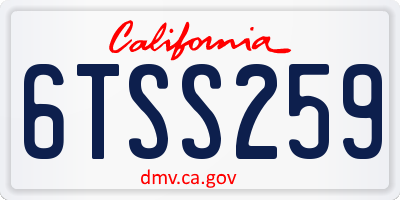 CA license plate 6TSS259
