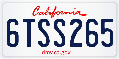 CA license plate 6TSS265