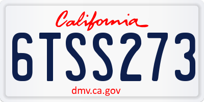 CA license plate 6TSS273