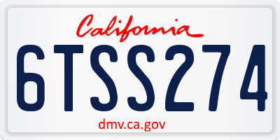 CA license plate 6TSS274