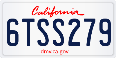 CA license plate 6TSS279