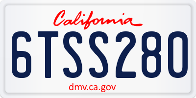 CA license plate 6TSS280