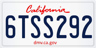 CA license plate 6TSS292