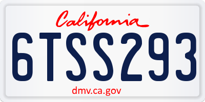 CA license plate 6TSS293