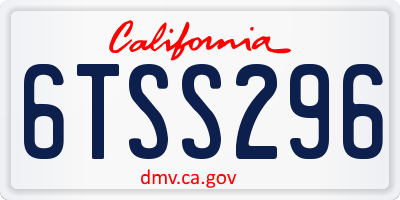 CA license plate 6TSS296