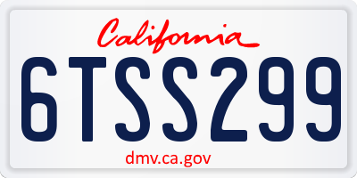 CA license plate 6TSS299