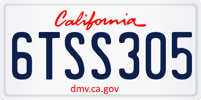 CA license plate 6TSS305