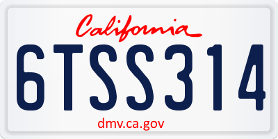 CA license plate 6TSS314