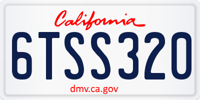 CA license plate 6TSS320