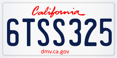 CA license plate 6TSS325