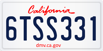 CA license plate 6TSS331
