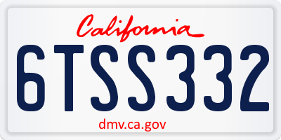 CA license plate 6TSS332