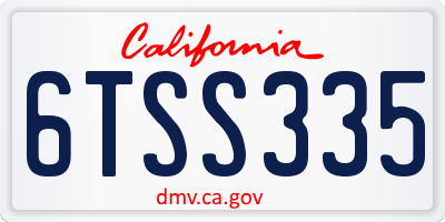 CA license plate 6TSS335
