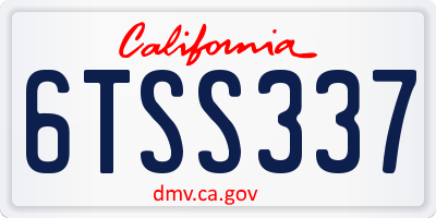 CA license plate 6TSS337