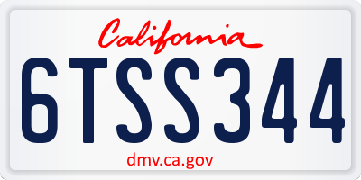 CA license plate 6TSS344