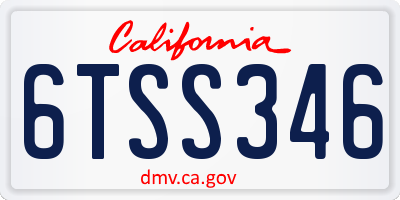 CA license plate 6TSS346
