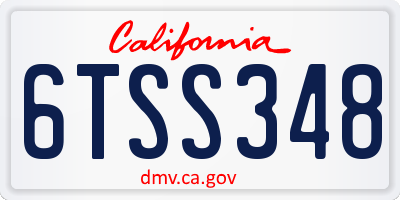 CA license plate 6TSS348