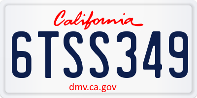 CA license plate 6TSS349