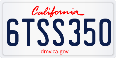 CA license plate 6TSS350