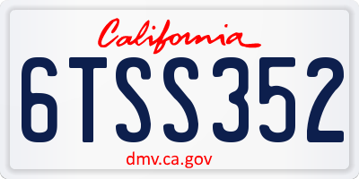 CA license plate 6TSS352