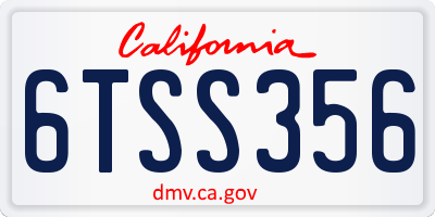 CA license plate 6TSS356