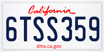 CA license plate 6TSS359