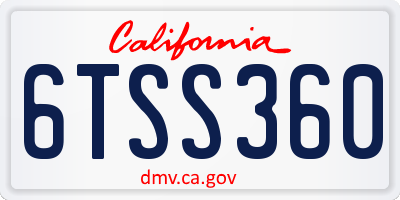 CA license plate 6TSS360