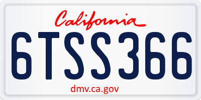 CA license plate 6TSS366