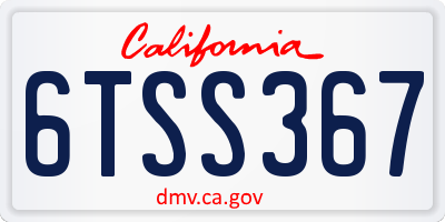 CA license plate 6TSS367