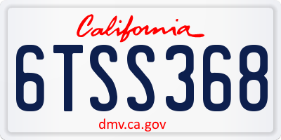 CA license plate 6TSS368
