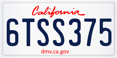 CA license plate 6TSS375