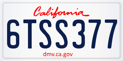 CA license plate 6TSS377