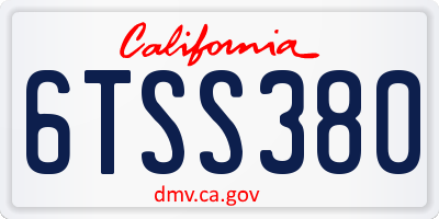 CA license plate 6TSS380