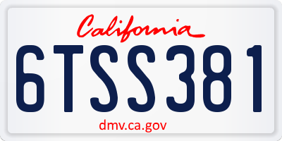 CA license plate 6TSS381